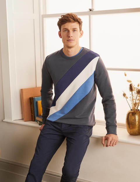 Sweat Irvine Interest - Rayé gris londonien/camaïeu bleu Sweat Irvine Interest - Rayé gris londonien/camaïeu bleu