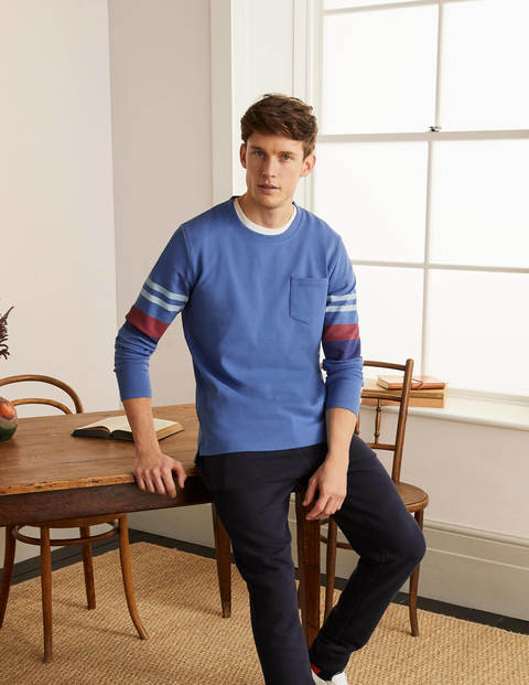 Long Sleeve Pocket Crew - Inky Blue Sleeve Stripe Long Sleeve Pocket Crew - Inky Blue Sleeve Stripe