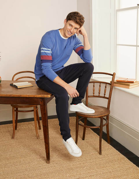 Long Sleeve Pocket Crew - Inky Blue Sleeve Stripe Long Sleeve Pocket Crew - Inky Blue Sleeve Stripe