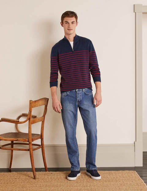 Stripe Half-Zip - Navy/Rio Red Stripe Stripe Half-Zip - Navy/Rio Red Stripe