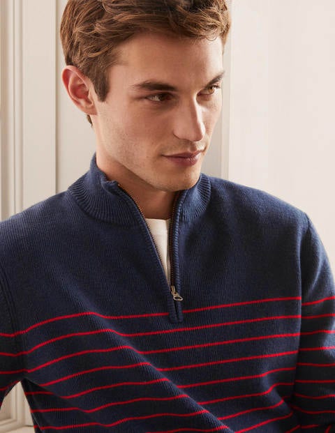 Stripe Half-Zip - Navy/Rio Red Stripe Stripe Half-Zip - Navy/Rio Red Stripe