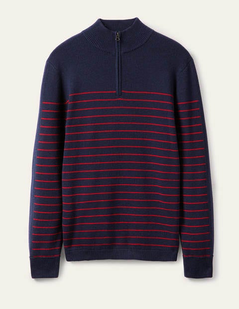 Stripe Half-Zip - Navy/Rio Red Stripe Stripe Half-Zip - Navy/Rio Red Stripe