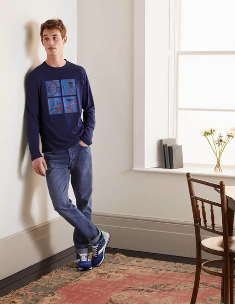 Long Sleeve Graphic T-Shirt - Light Navy Bikes Long Sleeve Graphic T-Shirt - Light Navy Bikes