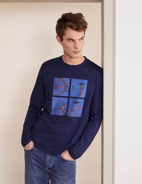 Long Sleeve Graphic T-Shirt - Light Navy Bikes Long Sleeve Graphic T-Shirt - Light Navy Bikes