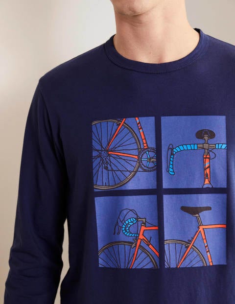 Long Sleeve Graphic T-Shirt - Light Navy Bikes Long Sleeve Graphic T-Shirt - Light Navy Bikes