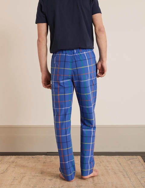 Cotton Poplin Pajama Bottoms - Electric Blue Multi Tattersall Cotton Poplin Pajama Bottoms - Electric Blue Multi Tattersall