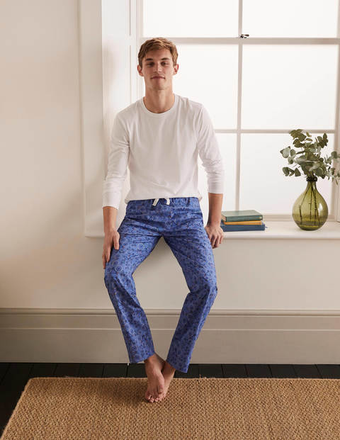 Cotton Poplin Pajama Bottoms - Sky Blue Multi Bikes Cotton Poplin Pajama Bottoms - Sky Blue Multi Bikes