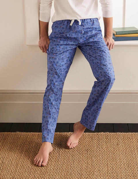 Cotton Poplin Pajama Bottoms - Sky Blue Multi Bikes Cotton Poplin Pajama Bottoms - Sky Blue Multi Bikes