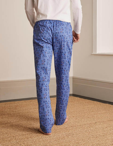 Cotton Poplin Pajama Bottoms - Sky Blue Multi Bikes Cotton Poplin Pajama Bottoms - Sky Blue Multi Bikes