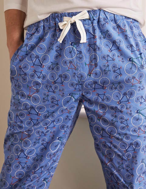 Cotton Poplin Pajama Bottoms - Sky Blue Multi Bikes Cotton Poplin Pajama Bottoms - Sky Blue Multi Bikes