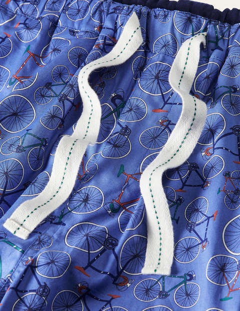 Cotton Poplin Pajama Bottoms - Sky Blue Multi Bikes Cotton Poplin Pajama Bottoms - Sky Blue Multi Bikes