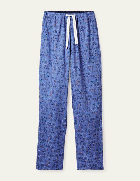 Cotton Poplin Pajama Bottoms - Sky Blue Multi Bikes Cotton Poplin Pajama Bottoms - Sky Blue Multi Bikes