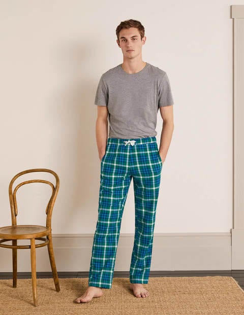 Bas de pyjama en coton brossé - Carreaux verdure/Riviera Bas de pyjama en coton brossé - Carreaux verdure/Riviera