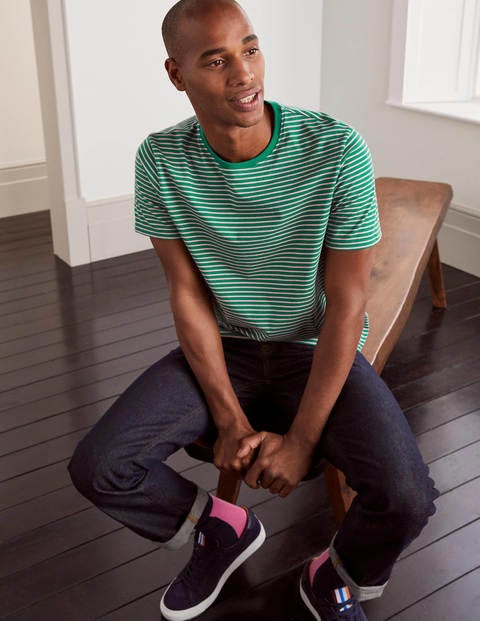 Washed T-shirt - Greenery/Rosa Pink Stripe Washed T-shirt - Greenery/Rosa Pink Stripe