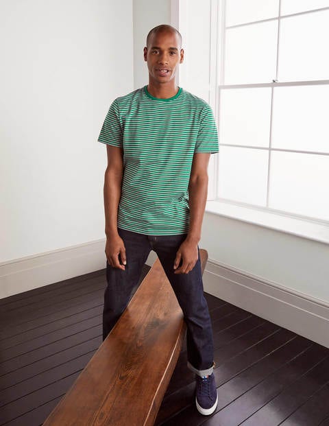 Washed T-shirt - Greenery/Rosa Pink Stripe Washed T-shirt - Greenery/Rosa Pink Stripe