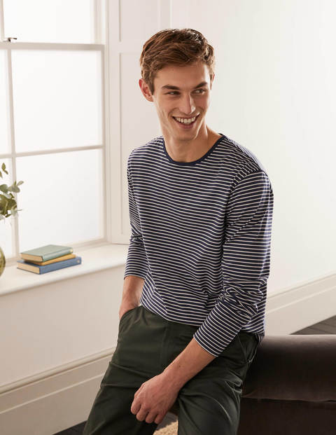 Long Sleeve Washed T-shirt - Navy/Ivory Stripe Long Sleeve Washed T-shirt - Navy/Ivory Stripe
