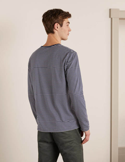 Long Sleeve Washed T-shirt - Navy/Ivory Stripe Long Sleeve Washed T-shirt - Navy/Ivory Stripe