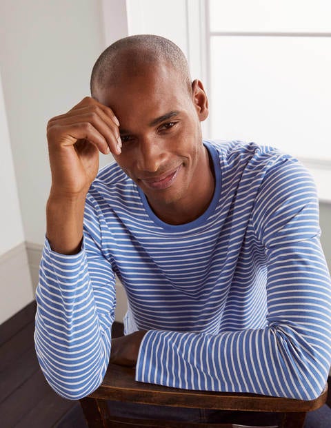 Long Sleeve Washed T-shirt - Sky Blue/Snowdrop Stripe Long Sleeve Washed T-shirt - Sky Blue/Snowdrop Stripe