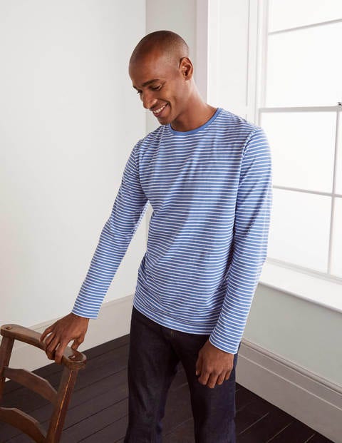 Long Sleeve Washed T-shirt - Sky Blue/Snowdrop Stripe Long Sleeve Washed T-shirt - Sky Blue/Snowdrop Stripe