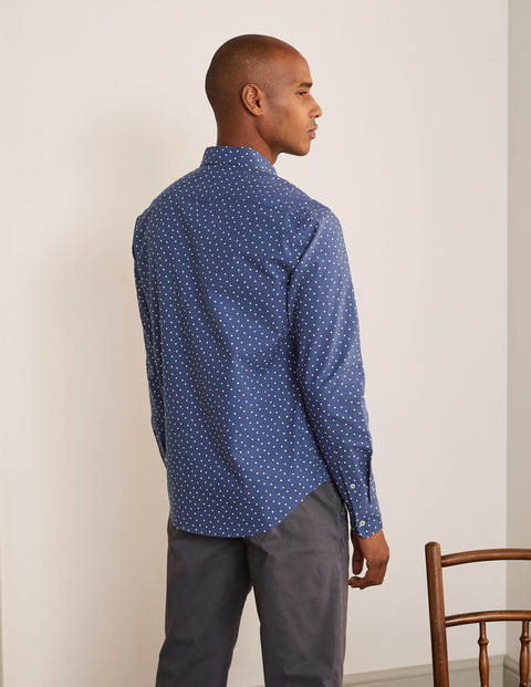 Schmales elegantes Hemd mit Punkten - Navy/Blau, Getupft Schmales elegantes Hemd mit Punkten - Navy/Blau, Getupft