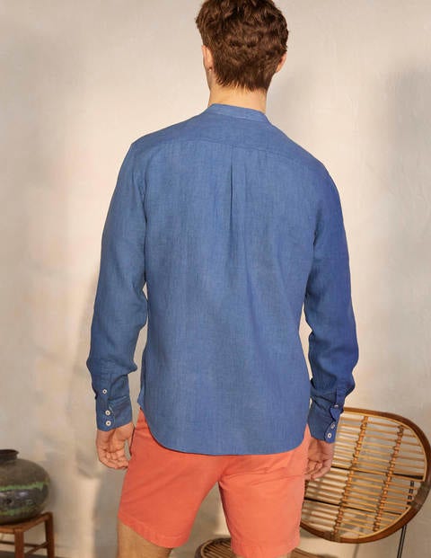 Leinenhemd mit Mandarinkragen - Inky Blue Leinenhemd mit Mandarinkragen - Inky Blue