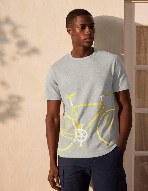 Kingston T-shirt - Grey Marl Yellow Bike