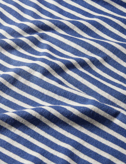 Linen Cotton Knitted Polo - Bold Blue Stripe Linen Cotton Knitted Polo - Bold Blue Stripe