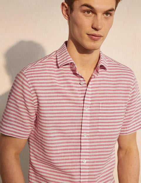 Linen Cotton Interest Shirt - Baroque Rose/Snowdrop Stripe Linen Cotton Interest Shirt - Baroque Rose/Snowdrop Stripe
