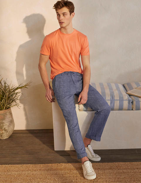 Relaxed Linen Blend Trousers - Dark Denim Chambray Relaxed Linen Blend Trousers - Dark Denim Chambray