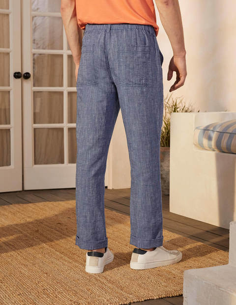 Relaxed Linen Blend Trousers - Dark Denim Chambray Relaxed Linen Blend Trousers - Dark Denim Chambray