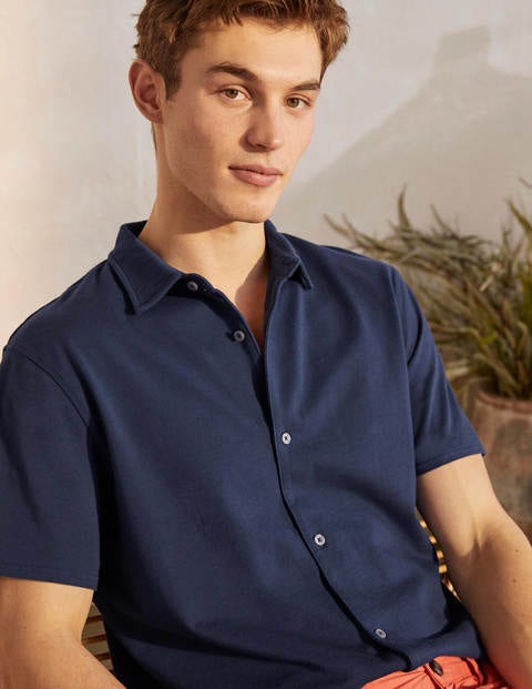 Chemise manches courtes en jersey - Bleu marine clair Chemise manches courtes en jersey - Bleu marine clair