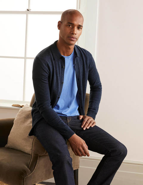 Merino Knitted Shirt - Midnight Blue Melange Merino Knitted Shirt - Midnight Blue Melange