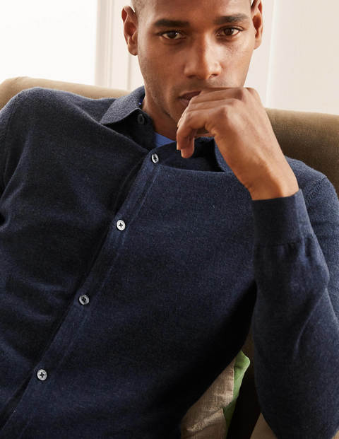 Merino Knitted Shirt - Midnight Blue Melange Merino Knitted Shirt - Midnight Blue Melange