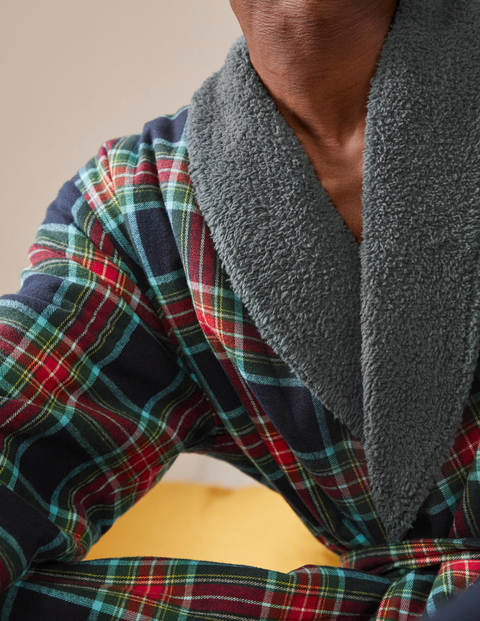 Flannel Robe - Navy and Rockabilly Red Check Flannel Robe - Navy and Rockabilly Red Check