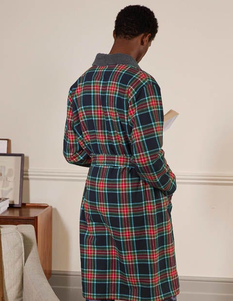 Flannel Robe - Navy and Rockabilly Red Check Flannel Robe - Navy and Rockabilly Red Check