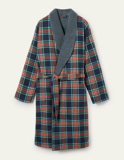 Flannel Robe - Navy and Rockabilly Red Check Flannel Robe - Navy and Rockabilly Red Check