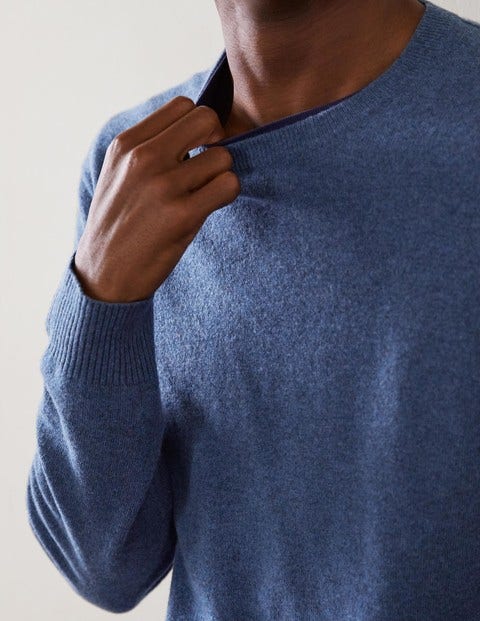 Kaschmirpullover mit Rundhalsausschnitt - Blau Kaschmirpullover mit Rundhalsausschnitt - Blau