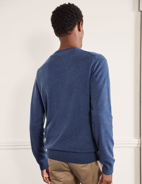 Kaschmirpullover mit Rundhalsausschnitt - Blau Kaschmirpullover mit Rundhalsausschnitt - Blau