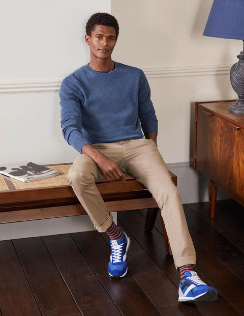 Kaschmirpullover mit Rundhalsausschnitt - Blau Kaschmirpullover mit Rundhalsausschnitt - Blau