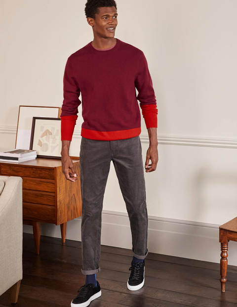Cashmere Crew Neck Sweater - Maroon Colourblock Cashmere Crew Neck Sweater - Maroon Colourblock