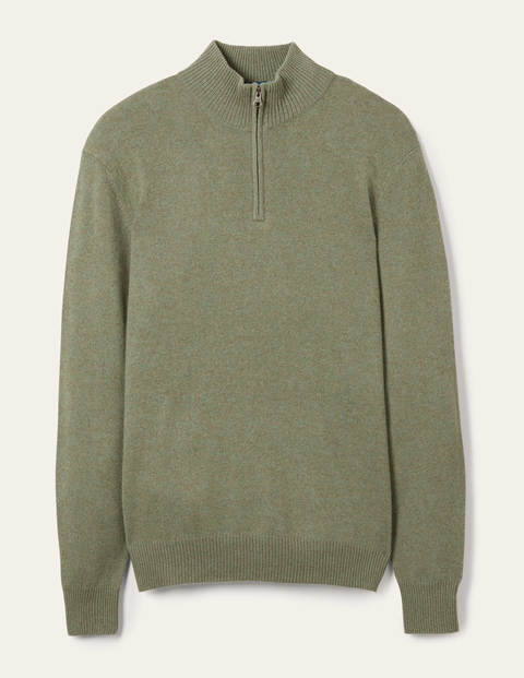 Cashmere Half-Zip - Dark Sage Melange Cashmere Half-Zip - Dark Sage Melange
