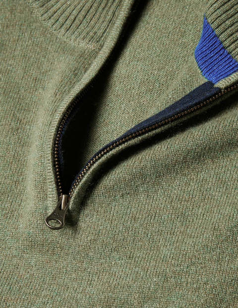 Cashmere Half-Zip - Dark Sage Melange Cashmere Half-Zip - Dark Sage Melange