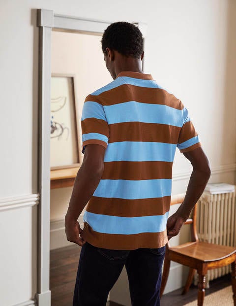 Piqué Polo - Lichen/ Cacao Stripe Piqué Polo - Lichen/ Cacao Stripe