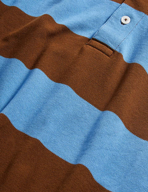 Piqué Polo - Lichen/ Cacao Stripe Piqué Polo - Lichen/ Cacao Stripe
