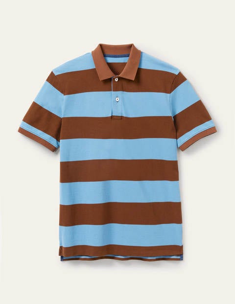 Piqué Polo - Lichen/ Cacao Stripe Piqué Polo - Lichen/ Cacao Stripe