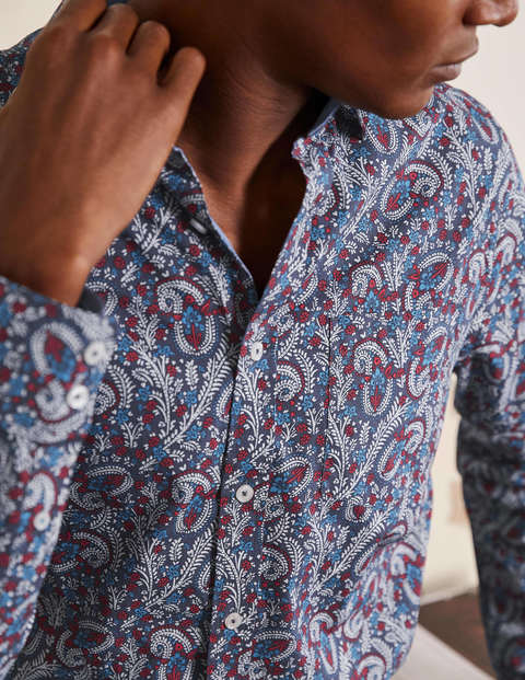 Poplin Pattern Shirt - Asphalt Paisley Floral