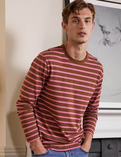 Langärmliges Bretonshirt - Kakao/Pflaume, Gestreift Langärmliges Bretonshirt - Kakao/Pflaume, Gestreift