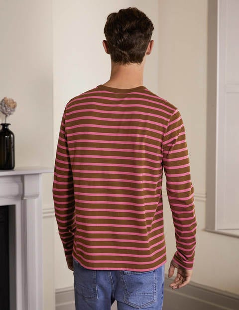 Langärmliges Bretonshirt - Kakao/Pflaume, Gestreift Langärmliges Bretonshirt - Kakao/Pflaume, Gestreift