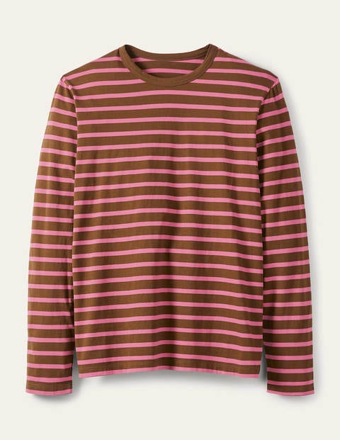 Langärmliges Bretonshirt - Kakao/Pflaume, Gestreift Langärmliges Bretonshirt - Kakao/Pflaume, Gestreift
