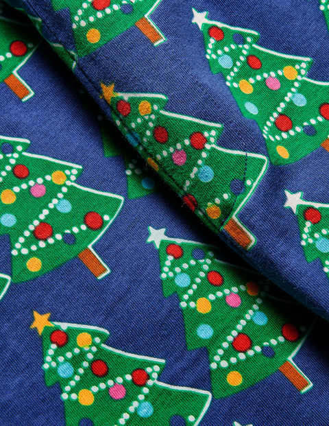 Jerseyschlafanzug-Set - Segelblau, Leuchtende Weihnachtsbäume Jerseyschlafanzug-Set - Segelblau, Leuchtende Weihnachtsbäume